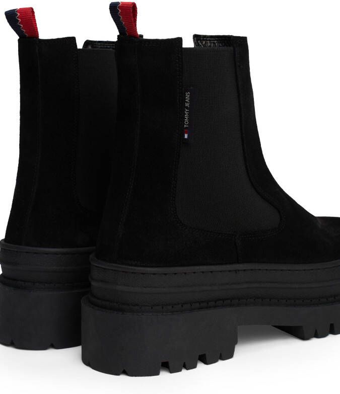 TOMMY JEANS Chelsea-boots TJW FOXING CHELSEA SUEDE blokhak instap laarzen enkellaars met kleurrijke aantrekloop