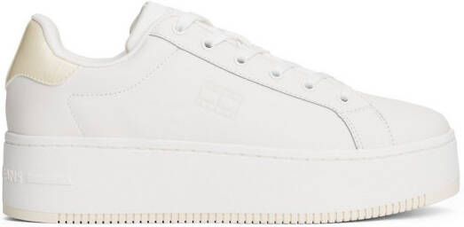 TOMMY JEANS Plateausneakers TJW FLATFORM PEARLIZED SNEAKER vrijetijdsschoen halfhoge schoen veterschoen met zachte schachtrand
