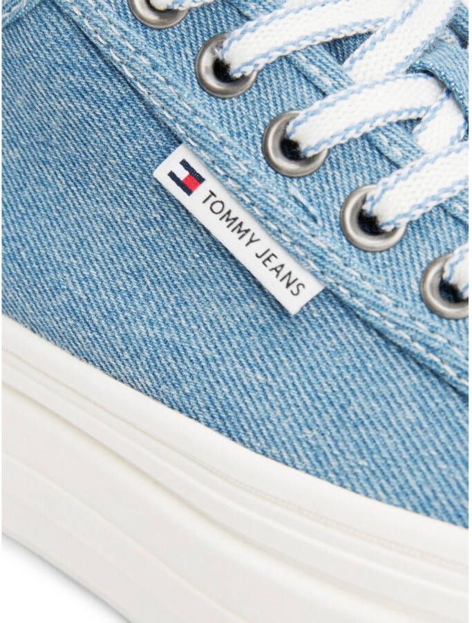 TOMMY JEANS Plateausneakers TJW FOXING FLATFORM LC vrijetijdsschoen halfschoen veterschoen in jeans-look