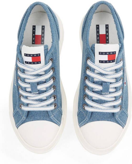 TOMMY JEANS Plateausneakers TJW FOXING FLATFORM LC vrijetijdsschoen halfschoen veterschoen in jeans-look