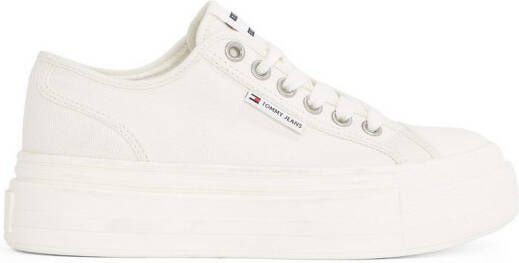 TOMMY JEANS Plateausneakers TJW FOXING FLATFORM LC vrijetijdsschoen halfschoen veterschoen in jeans-look