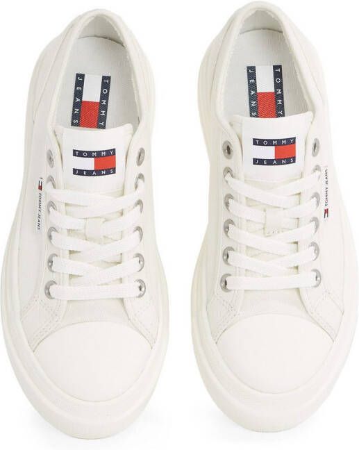 TOMMY JEANS Plateausneakers TJW FOXING FLATFORM LC vrijetijdsschoen halfschoen veterschoen in jeans-look