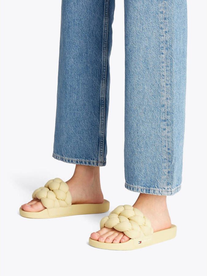 TOMMY JEANS Slippers TJW BRAIDED SLIDE zomerschoen flats instapschoen gevlochten gewatteerde bandage
