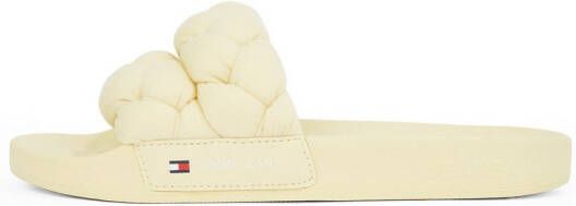 TOMMY JEANS Slippers TJW BRAIDED SLIDE zomerschoen flats instapschoen gevlochten gewatteerde bandage