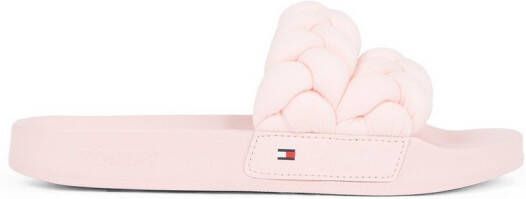 TOMMY JEANS Slippers TJW BRAIDED SLIDE zomerschoen flats instapschoen gevlochten gewatteerde bandage