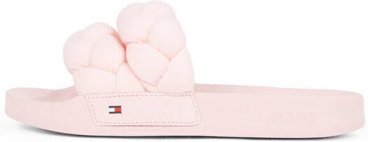 TOMMY JEANS Slippers TJW BRAIDED SLIDE zomerschoen flats instapschoen gevlochten gewatteerde bandage