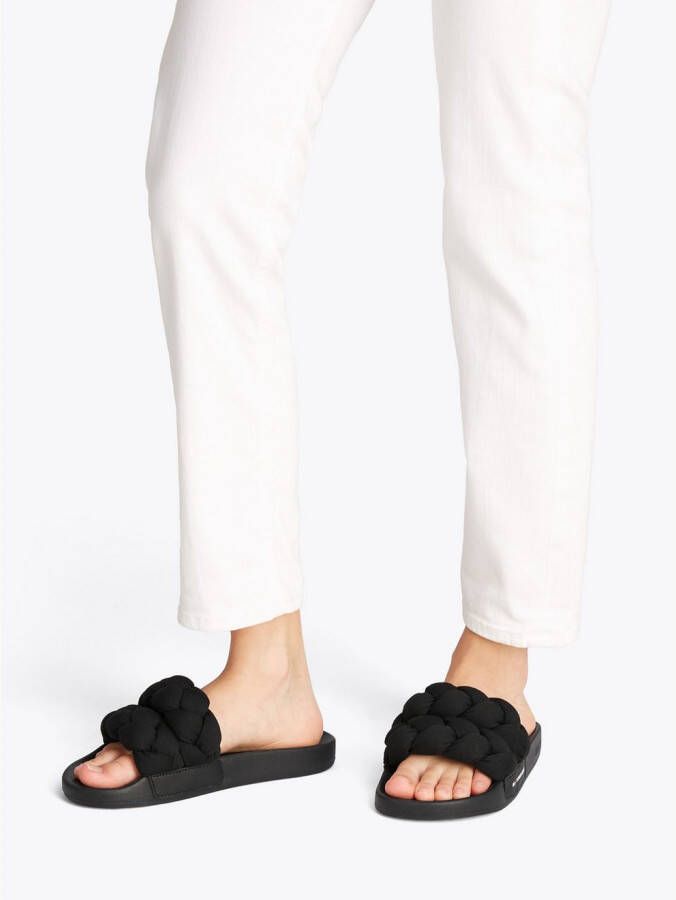 TOMMY JEANS Slippers TJW BRAIDED SLIDE zomerschoen flats instapschoen gevlochten gewatteerde bandage