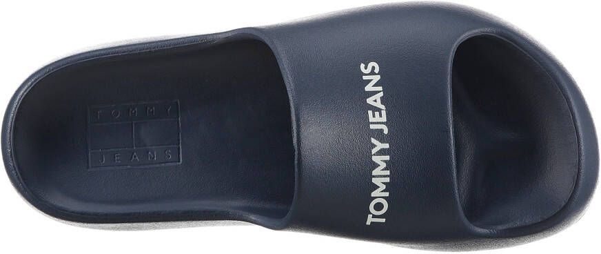 TOMMY JEANS Slippers TJW CHUNKY FLATFORM SLIDE plateau zomerschoen slippers met contrasterende logo-opdruk