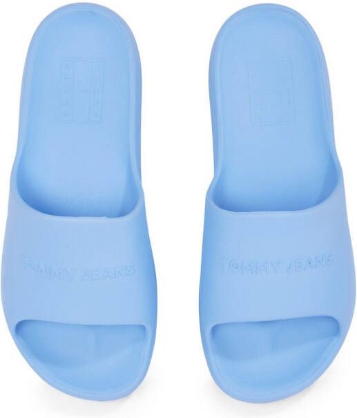 TOMMY JEANS Slippers TJW CHUNKY POOL SLIDE ESS plateau zomerschoen instapschoen comfortabele schoen logo-opdruk