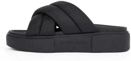 TOMMY JEANS Slippers TJW FLATFORM SANDAL plateau zomerschoen instapschoen met gewatteerde bandages