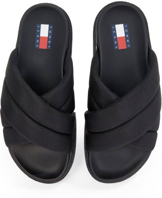 TOMMY JEANS Slippers TJW FLATFORM SANDAL plateau zomerschoen instapschoen met gewatteerde bandages