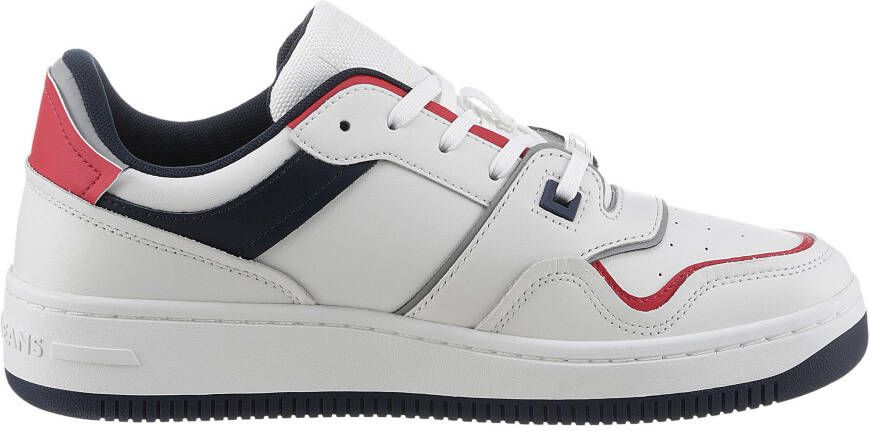 TOMMY JEANS Sneakers met sleehak TJM RETRO BASKET CUPSOLE veterschoenen vrijetijdsschoen lage schoen met contrastafwerkingen