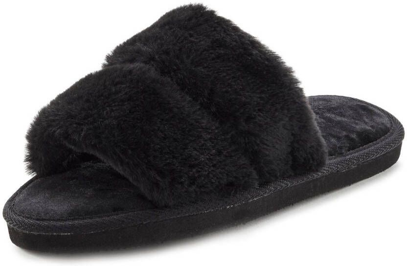 Vivance Slippers Pantoffel pluche pantoffels mule open schoen
