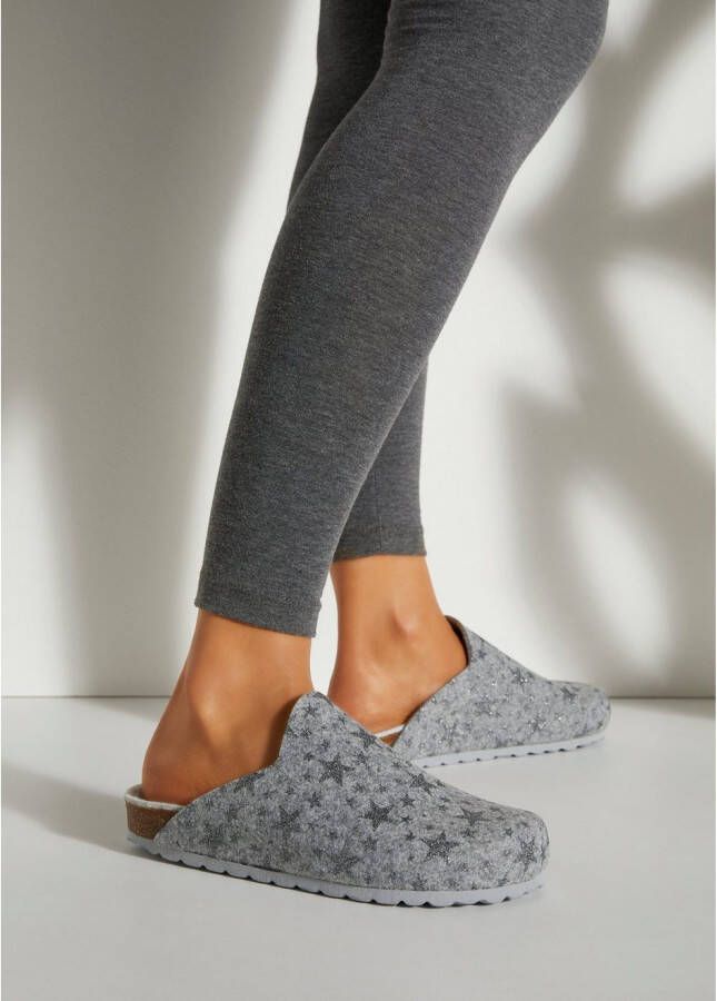 Vivance Slippers Pantoffel klomp pantoffel van vilt met verwarmend kurken voetbed & sterrenprint
