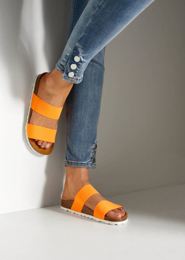 Vivance Slippers Sandaal mule open schoen comfortabel kurken voetbed elastische bandjes