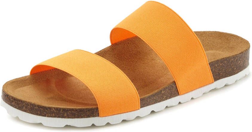 Vivance Slippers Sandaal mule open schoen comfortabel kurken voetbed elastische bandjes