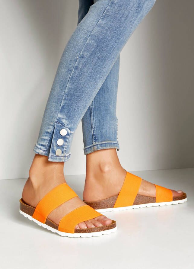 Vivance Slippers Sandaal mule open schoen comfortabel kurken voetbed elastische bandjes