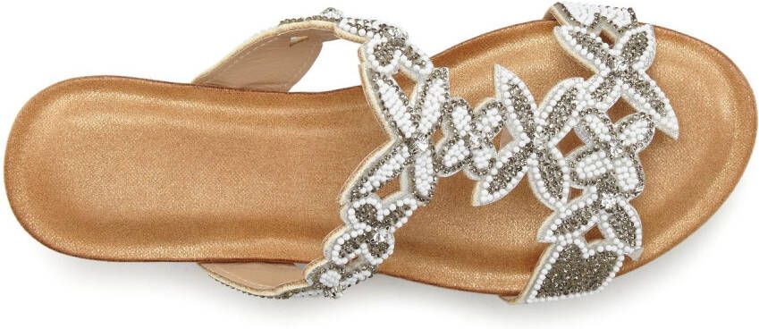 Vivance Slippers Mule zomerschoen sandaal met sleehak en modieuze glinsterende details