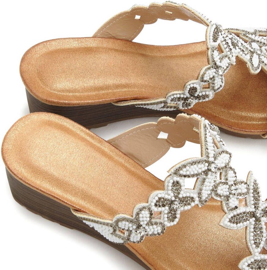Vivance Slippers Mule zomerschoen sandaal met sleehak en modieuze glinsterende details