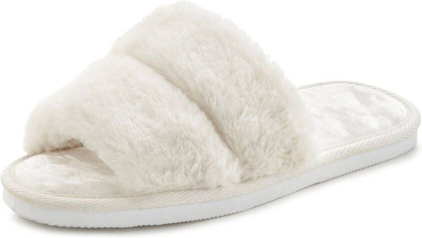 Vivance Slippers Pantoffel pluche pantoffels mule open schoen
