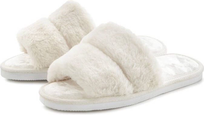 Vivance Slippers Pantoffel pluche pantoffels mule open schoen
