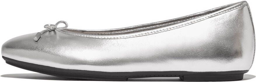 Fitflop Ballerina's Delicato Bow Loafer lage schoen slipper in metallic look smalle vorm