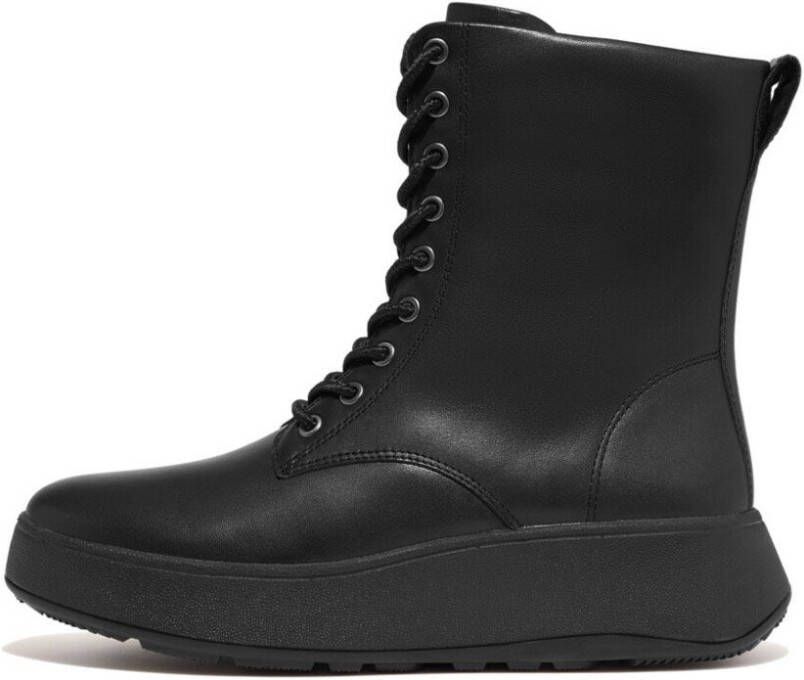 FitFlop F-mode Leather Lace-up Flatform Ankle Laarzen Zwart Vrouw - Foto 3