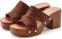 French Connection Slippers Mule sandaal open schoen van leer met blokhak - Thumbnail 1