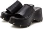 French Connection Slippers Mule sandaal open schoen van leer met modieuze plateausole - Thumbnail 1