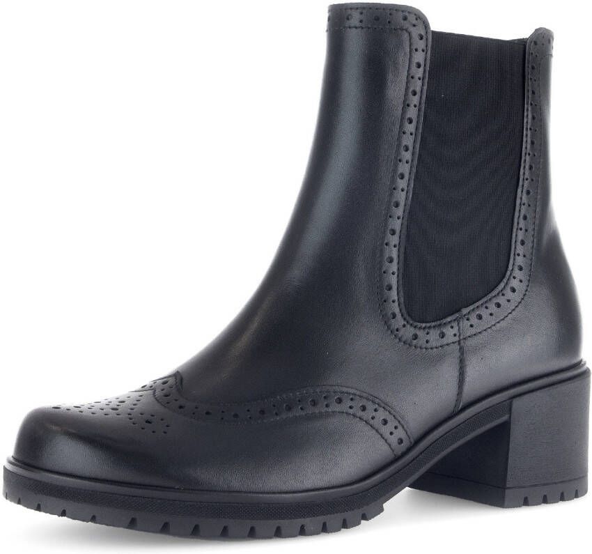 Gabor Chelsea-boots blokhak business schoen enkellaars met lyra perforatie