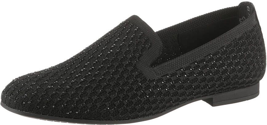 Gabor Instappers blokhak loafer comfortabele schoen met fonkelende strass-steentjes