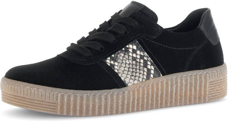 Gabor Plateausneakers vrijetijdsschoen halfhoge schoen veterschoen met plateauzool in crêpe-optiek
