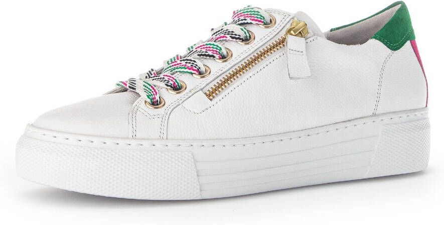 Gabor Plateausneakers Florence met kleurrijke accenten breedte g vrijetijdsschoen lage schoen veterschoen