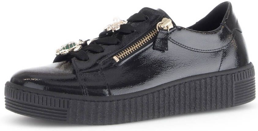 Gabor Plateausneakers vrijetijdsschoen lage schoen veterschoenen met edele sier-diermotieven