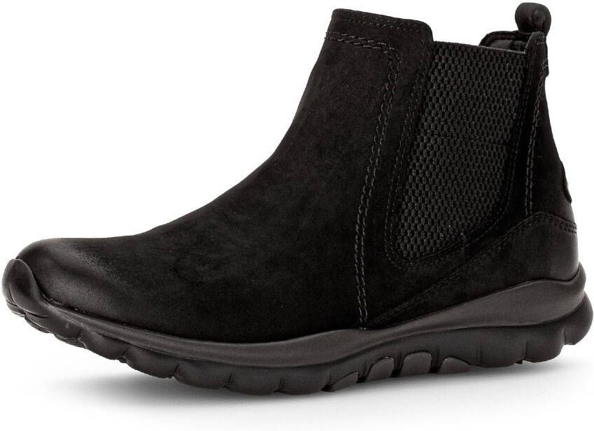 Gabor Rollingsoft Chelsea-boots sleehak comfort schoen enkellaars logo-opdruk op de hak
