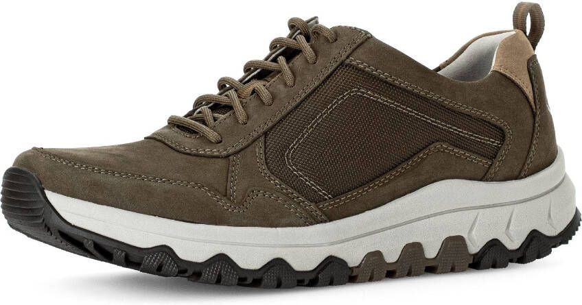 Gabor Rollingsoft Sneakers met sleehak vrijetijdsschoen lage schoen veterschoen met contraststiksels g-breedte
