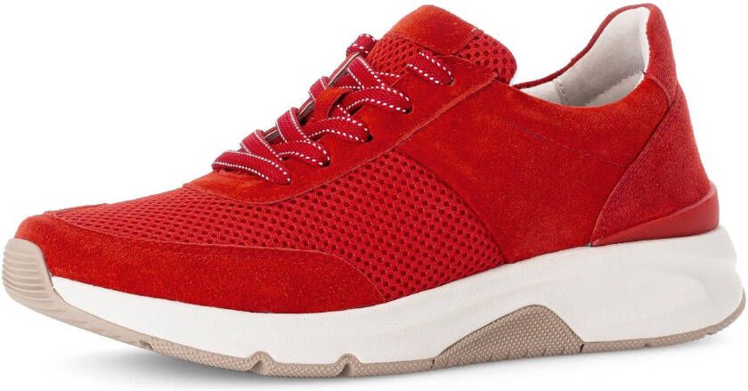 Gabor Rollingsoft Sneakers met sleehak vrijetijdsschoen lage schoen veterschoen logo op de hiel