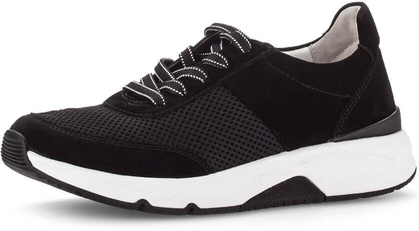 Gabor Rollingsoft Sneakers met sleehak vrijetijdsschoen lage schoen veterschoen logo op de hiel