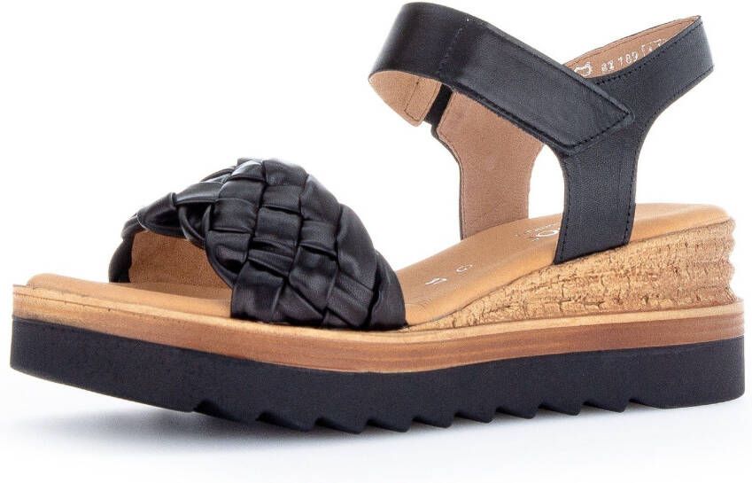 Gabor Comfortabele leren sandalen met klittenbandsluiting Black Dames - Foto 8
