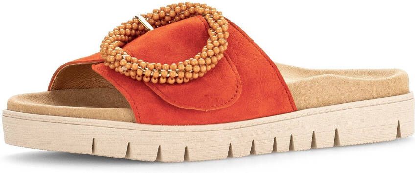 Gabor Slippers plateau zomerschoen slippers met sierparels aan de decoratieve gesp