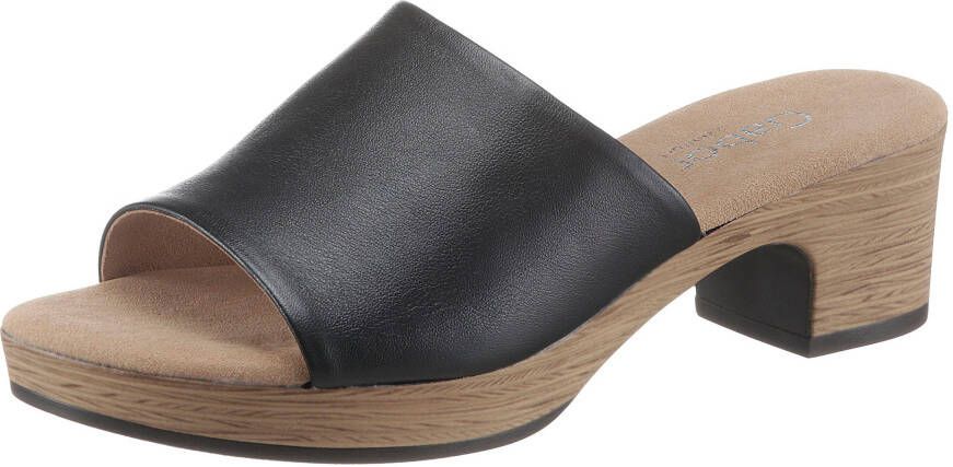 Gabor Slippers Kreta met hak in hout-look - Schoenen.nl