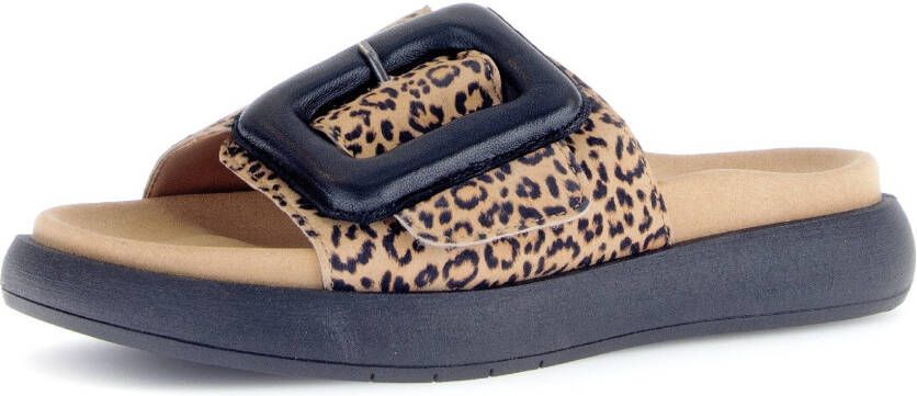 Gabor Slippers plateau zomerschoen slippers met grote decoratieve gesp