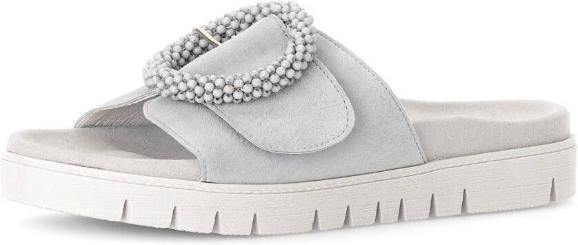 Gabor Slippers plateau zomerschoen slippers met sierparels aan de decoratieve gesp
