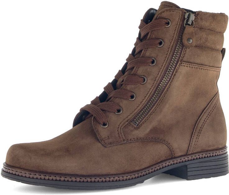 Gabor Veterlaarsjes blokhak veterschoenen met sierritssluiting aan de buitenkant