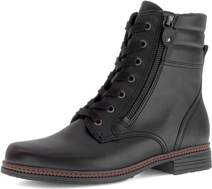 Gabor Veterlaarsjes blokhak veterschoenen met sierritssluiting aan de buitenkant