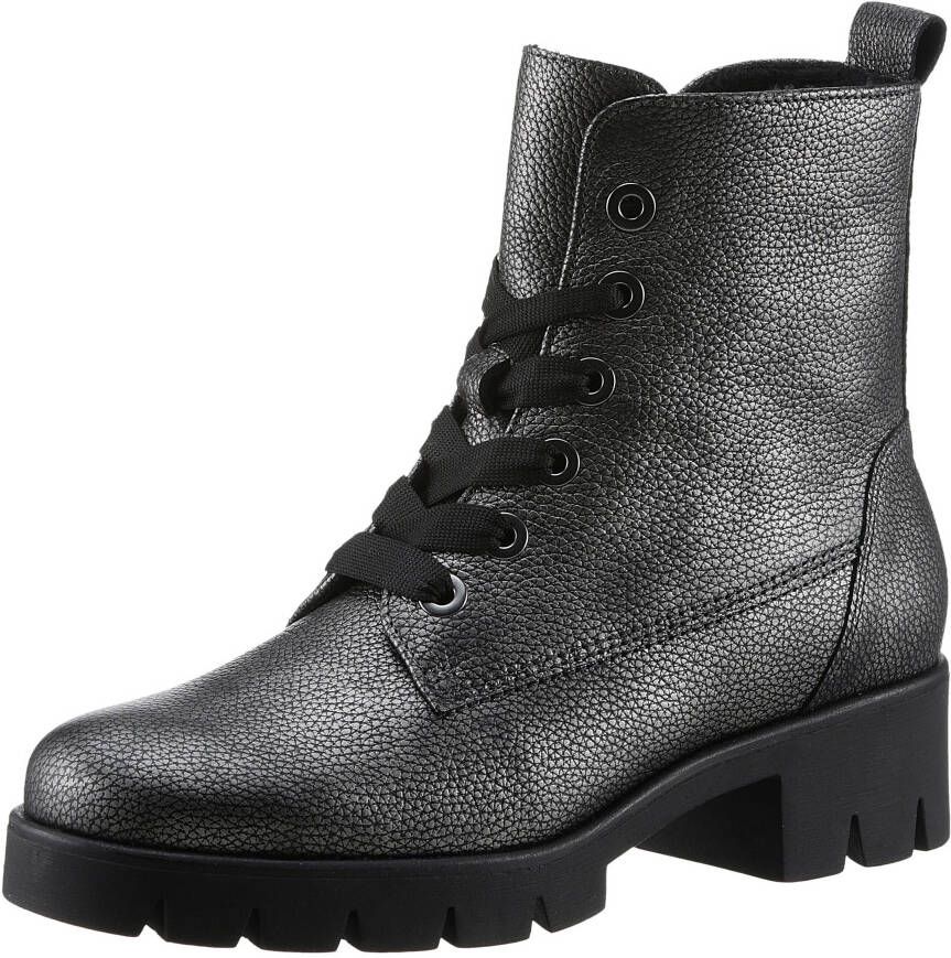 Gabor Veterlaarsjes blokhak plateau veterschoenen met metallic-effect