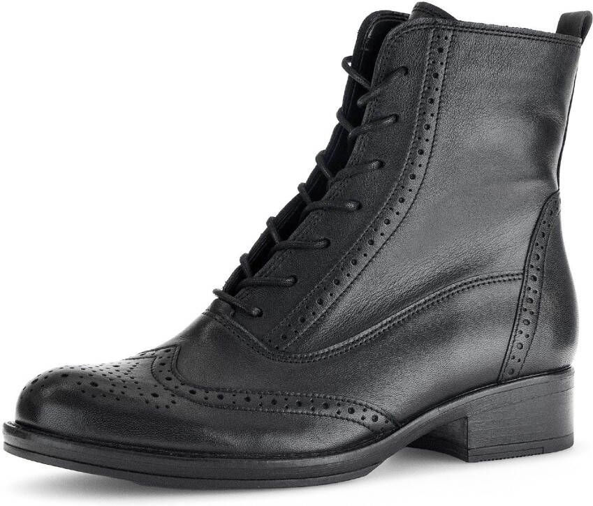 Gabor Veterlaarsjes blokhak veterschoenen business schoen met modieuze lyra-perforatie