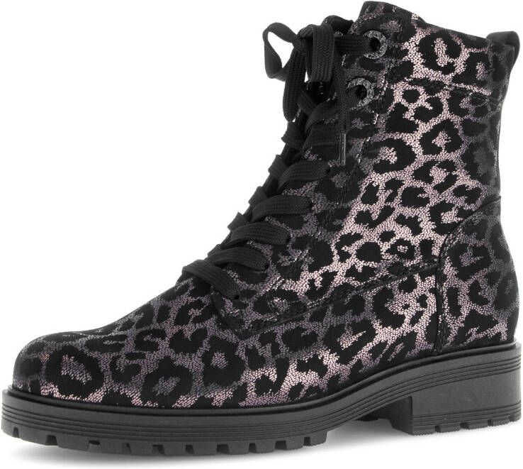 Gabor Veterlaarsjes Pisa blokhak veterschoenen in animal-look comfortbreedte g - Foto 2