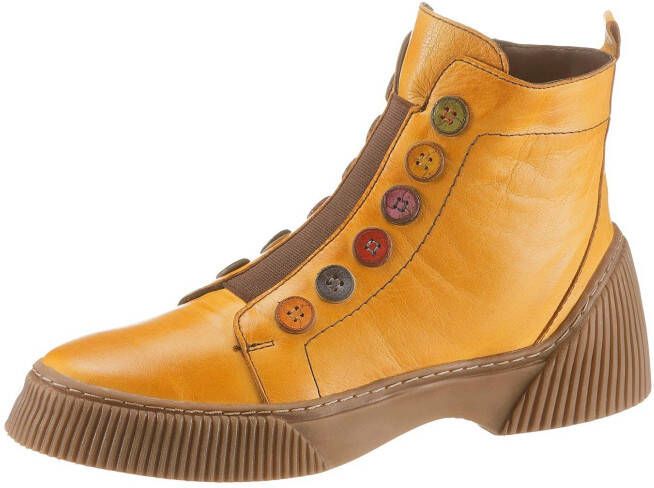 Gemini Enkellaarsje met vrolijk gekleurde knoopapplicatie Mosterdgeel - Foto 2