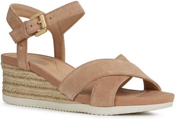 Geox Sleehaksandaaltjes D ISCHIA CORDA met sleehak in raffia-look